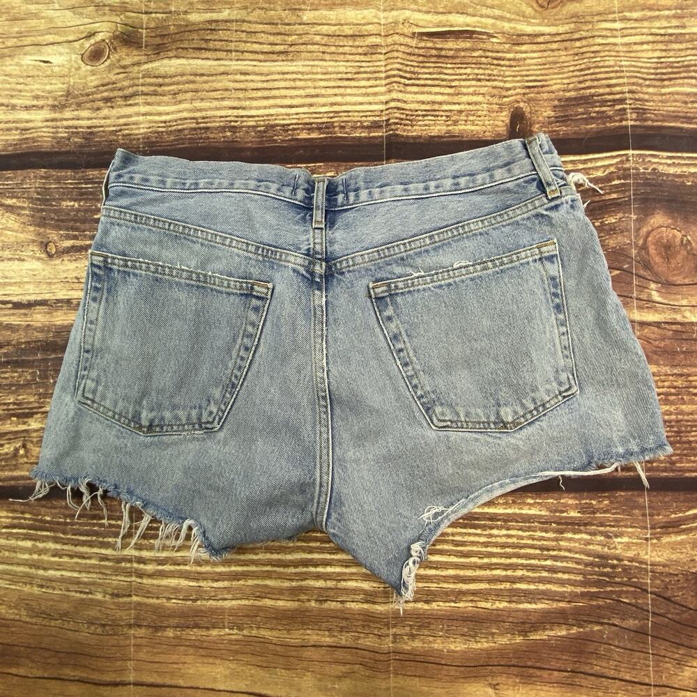 AGOLDE Cut Off Jean Shorts Button Fly Distressed Denim Size 29 Denim 2” Inseam - Picture 5 of 10